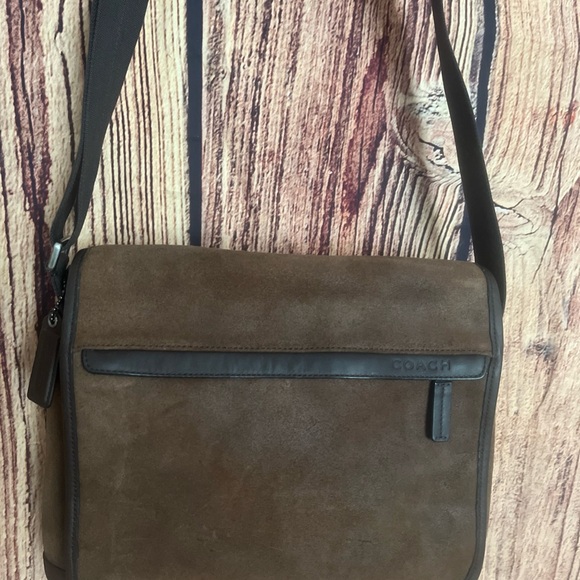 Coach Brown Camden Suede/Leather Mens Messenger Map Bag F70973 Great Condition - Picture 1 of 11